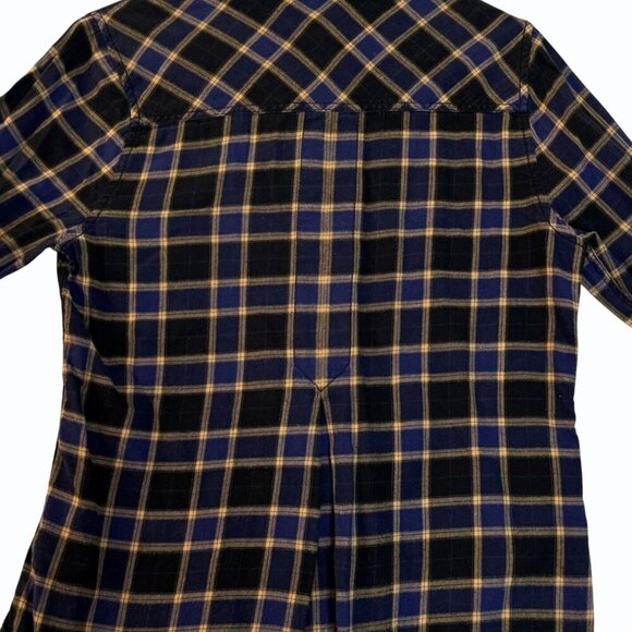 We The Free People Going Back to Harvard Shirt‎ Women Size M Plaid Blue Preppy - Picture 3 of 8